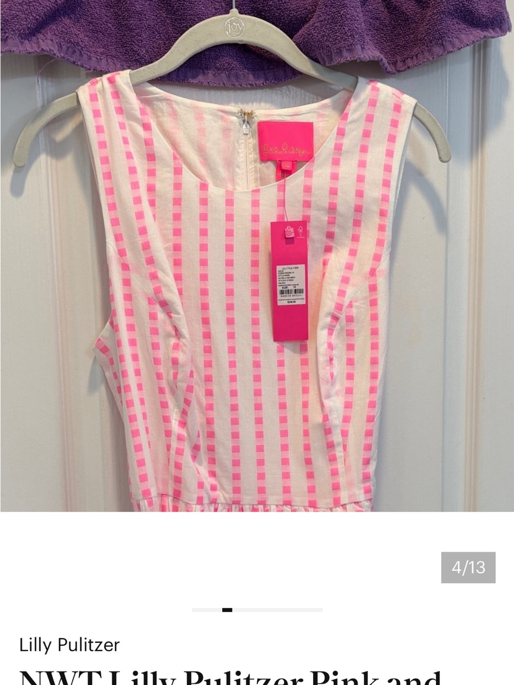 NWT Lilly Pulitzer Pink and White Striped Tie-Waist Maxi Dress - Picture 4 of 12